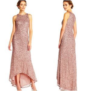 Adrianna Papell Blush Sequin High-Low Dress
